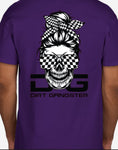 Purple Checkered Flag Messy Bun Tee