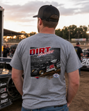 Back of heather gray adult T-shirt with Dirt Gangster No. 26 racing graphic and USRA Nationals mark