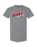 Adult wearing the heather gray USRA Nationals Dirt Gangster shirt at a dirt track