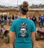 Antique Jade Checkered Flag Messy Bun Tee