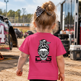 Pink Checkered Flag Messy Bun Tee
