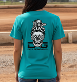 Teal Checkered Flag Messy Bun Tee