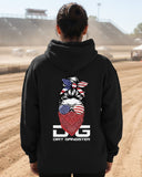 FEMALE RED, WHITE, & BLUE DG SKULL HOODIE