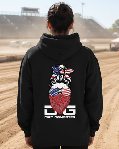 FEMALE RED, WHITE, & BLUE DG SKULL HOODIE